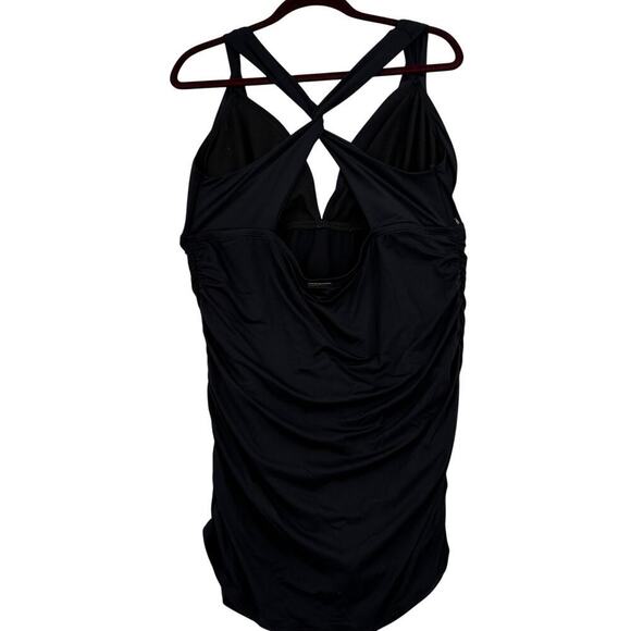 Ralph Lauren Plunge Halter Mio One Piece Swim Dress Size 22W Black Swimsuit - Picture 5 of 8